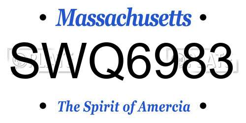 SWQ6983 Massachusetts License Plate