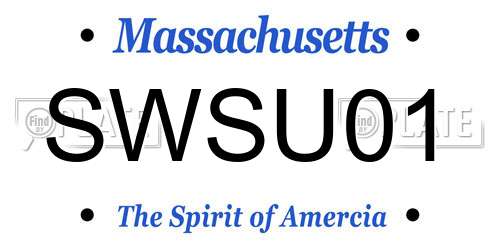 SWSU01 Massachusetts License Plate