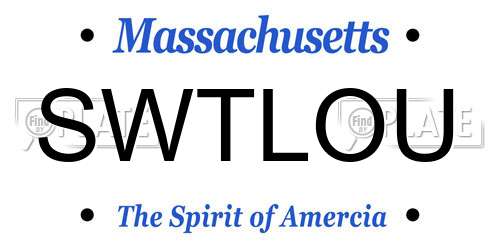 SWTLOU Massachusetts License Plate