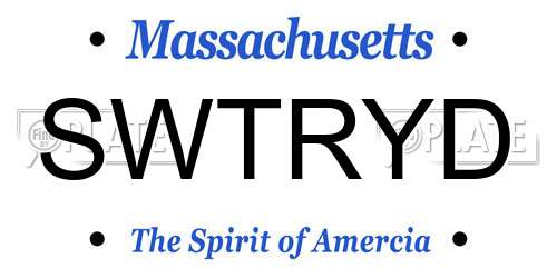 SWTRYD Massachusetts License Plate