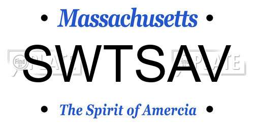 SWTSAV Massachusetts License Plate