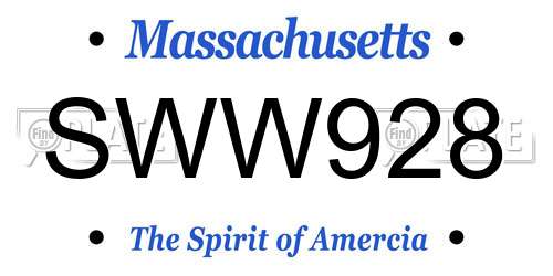 SWW928 Massachusetts License Plate