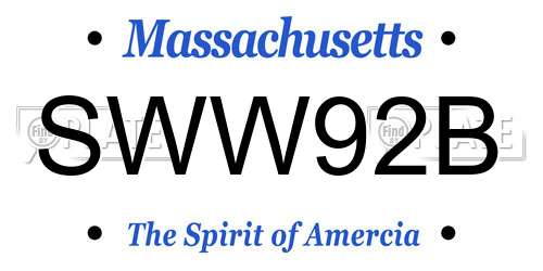 SWW92B Massachusetts License Plate