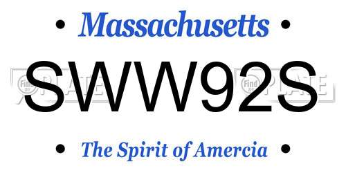 SWW92S Massachusetts License Plate