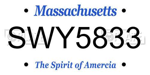 SWY5833 Massachusetts License Plate