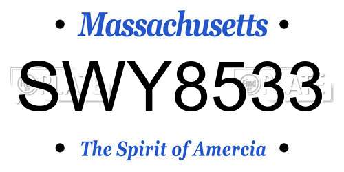 SWY8533 Massachusetts License Plate