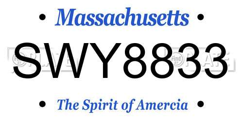 SWY8833 Massachusetts License Plate