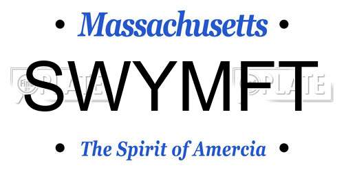 SWYMFT Massachusetts License Plate