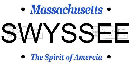 SWYSSEE Massachusetts License Plate