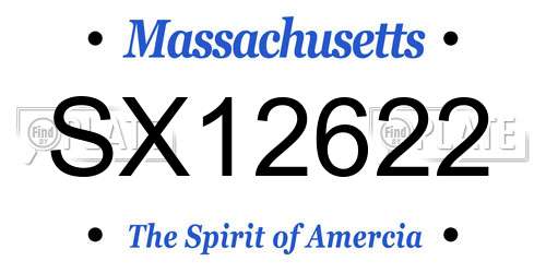SX12622 Massachusetts License Plate