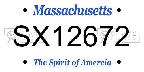 SX12672 Massachusetts License Plate