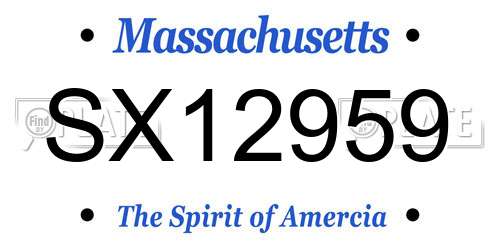 SX12959 Massachusetts License Plate