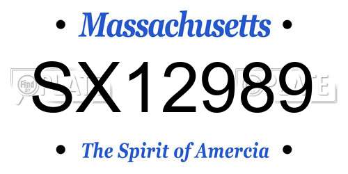 SX12989 Massachusetts License Plate