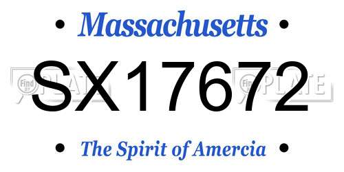SX17672 Massachusetts License Plate