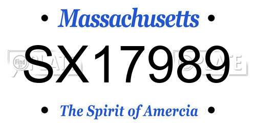 SX17989 Massachusetts License Plate