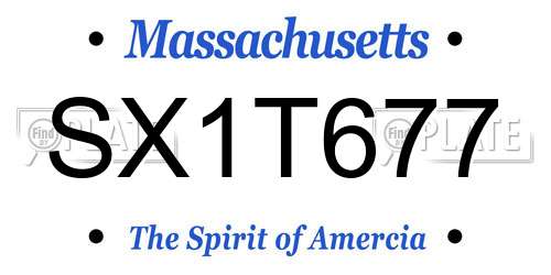 SX1T677 Massachusetts License Plate