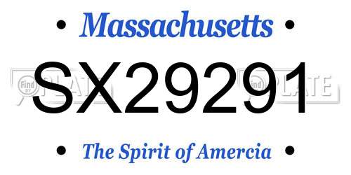 SX29291 Massachusetts License Plate