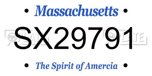 SX29791 Massachusetts License Plate