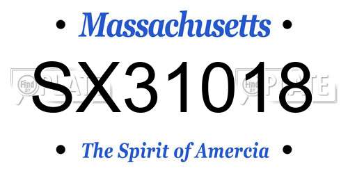SX31018 Massachusetts License Plate