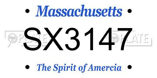 SX3147 Massachusetts License Plate