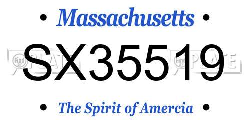 SX35519 Massachusetts License Plate