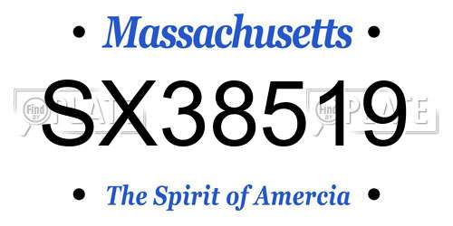SX38519 Massachusetts License Plate
