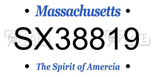 SX38819 Massachusetts License Plate