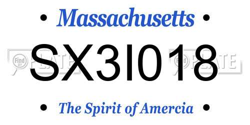 SX3I018 Massachusetts License Plate