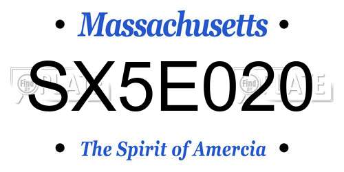 SX5E020 Massachusetts License Plate