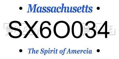 SX6O034 Massachusetts License Plate