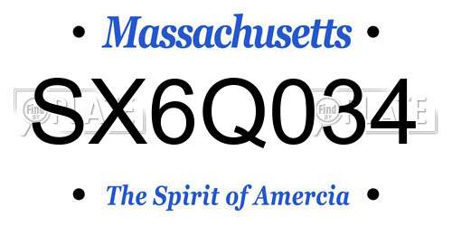 SX6Q034 Massachusetts License Plate