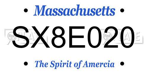 SX8E020 Massachusetts License Plate