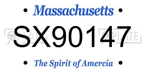 SX90147 Massachusetts License Plate