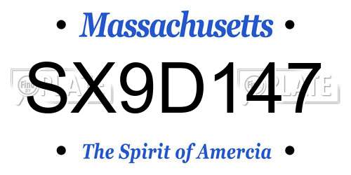 SX9D147 Massachusetts License Plate