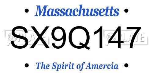 SX9Q147 Massachusetts License Plate