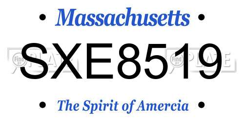 SXE8519 Massachusetts License Plate