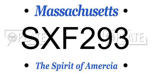 SXF293 Massachusetts License Plate