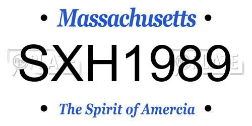 SXH1989 Massachusetts License Plate