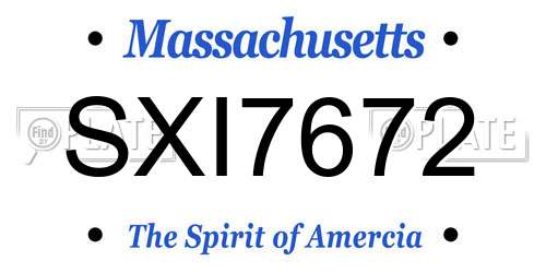 SXI7672 Massachusetts License Plate