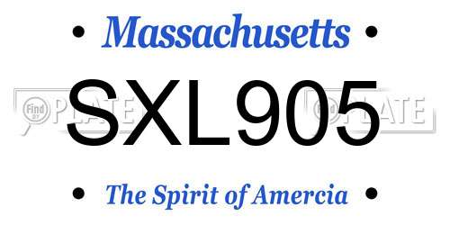 SXL905 Massachusetts License Plate