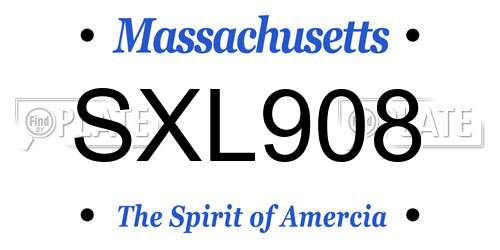 SXL908 Massachusetts License Plate