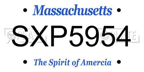 SXP5954 Massachusetts License Plate