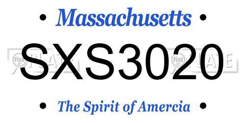SXS3020 Massachusetts License Plate