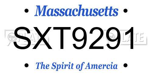 SXT9291 Massachusetts License Plate