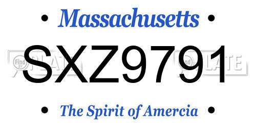 SXZ9791 Massachusetts License Plate