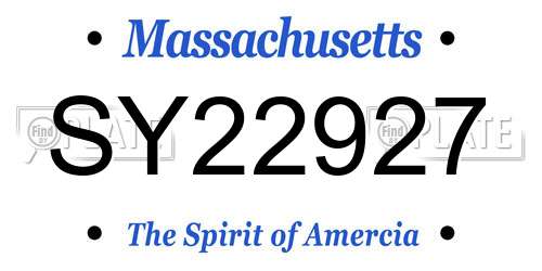 SY22927 Massachusetts License Plate