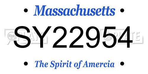 SY22954 Massachusetts License Plate