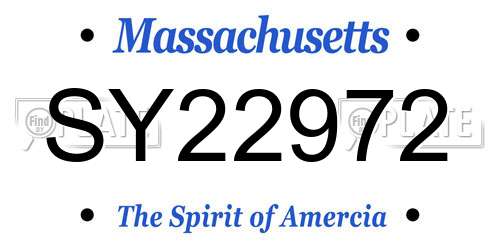 SY22972 Massachusetts License Plate