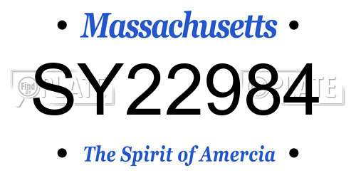 SY22984 Massachusetts License Plate
