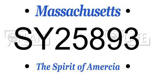 SY25893 Massachusetts License Plate